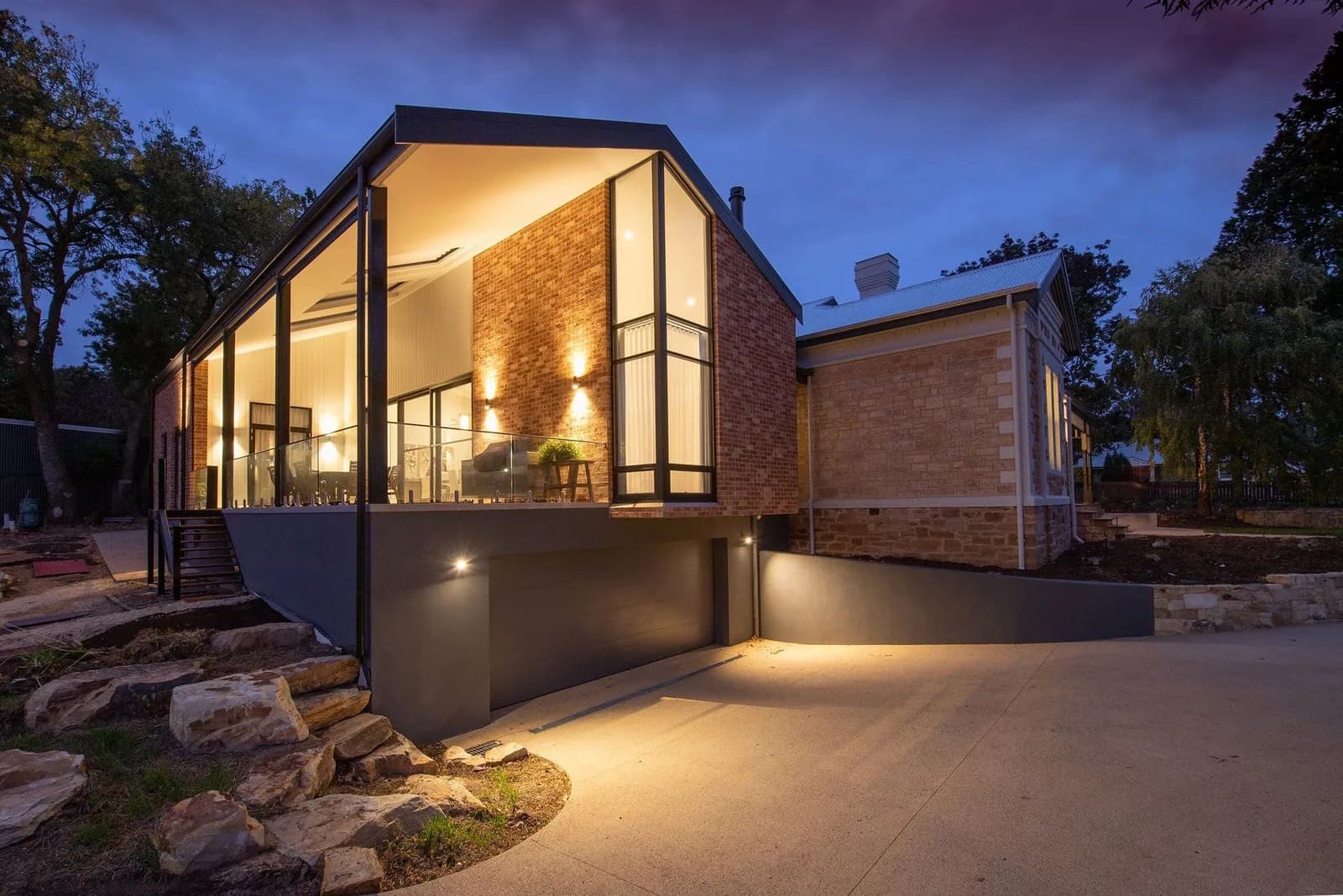 Dark Entry to Lit Approach — after the work, lighting after dark